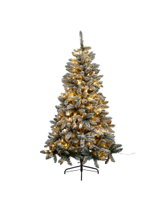 Albero di Natale Snow Lord 210cm innevato con luci LED, abete artificiale folto diametro 122cm, rami realistici PE e PVC