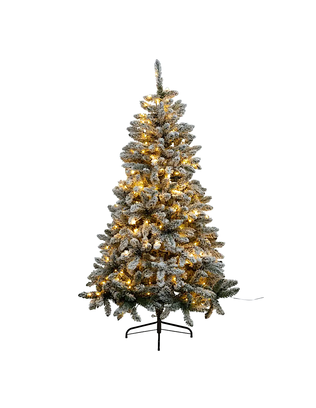 Albero di Natale Snow Lord 210cm innevato con luci LED, abete artificiale folto diametro 122cm, rami realistici PE e PVC