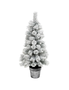 Albero di Natale Windy Peak 100cm innevato in vaso, abete artificiale  con rami realistici e base decorativa, diametro 45cm