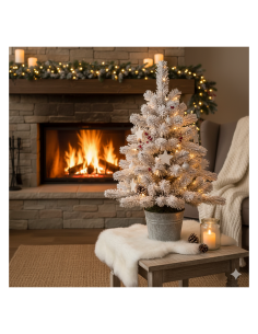 Albero di Natale Windy Peak 100cm innevato in vaso, abete artificiale  con rami realistici e base decorativa, diametro 45cm