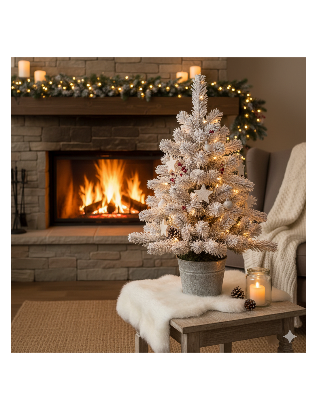 Albero di Natale Windy Peak 100cm innevato in vaso, abete artificiale  con rami realistici e base decorativa, diametro 45cm