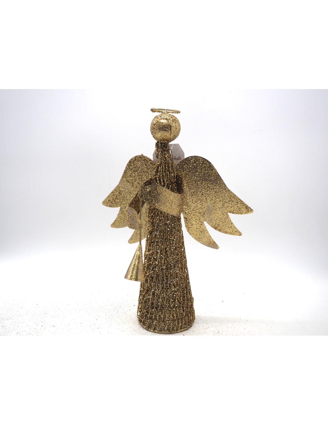 Puntale Angelo 30cm con Tromba Oro, Decorazione Elegante per Albero di Natale
