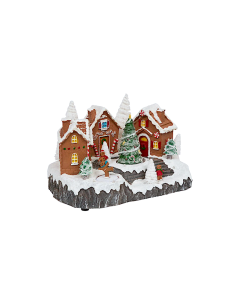 VILLAGGIO PAN DI ZENZERO RESINA 31X23X18CM LUCI MUSICA E MOVIMENTO
