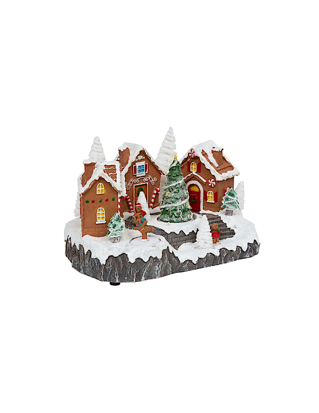 VILLAGGIO PAN DI ZENZERO RESINA 31X23X18CM LUCI MUSICA E MOVIMENTO