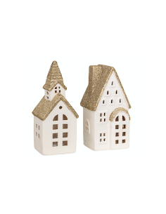 DECORAZIONE CASETTA CERAMICA 8X6X17CM CON LUCE LED