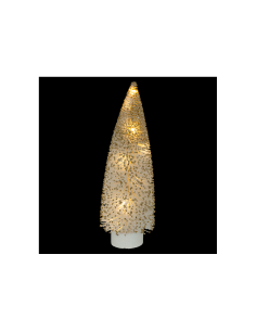 DECORAZIONE ALBERO BIANCO/ORO H30CM 10LED BIANCO CALDO