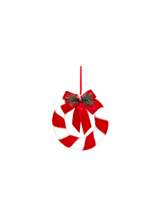 DIETROPORTA CORONA CON FIOCCO D23CM ROSSO/BIANCO