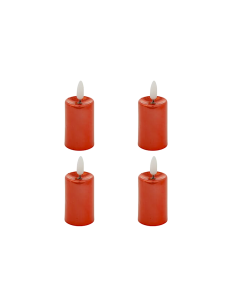 SET 4 CANDELE LED METALLO ROSSO 4X9CM