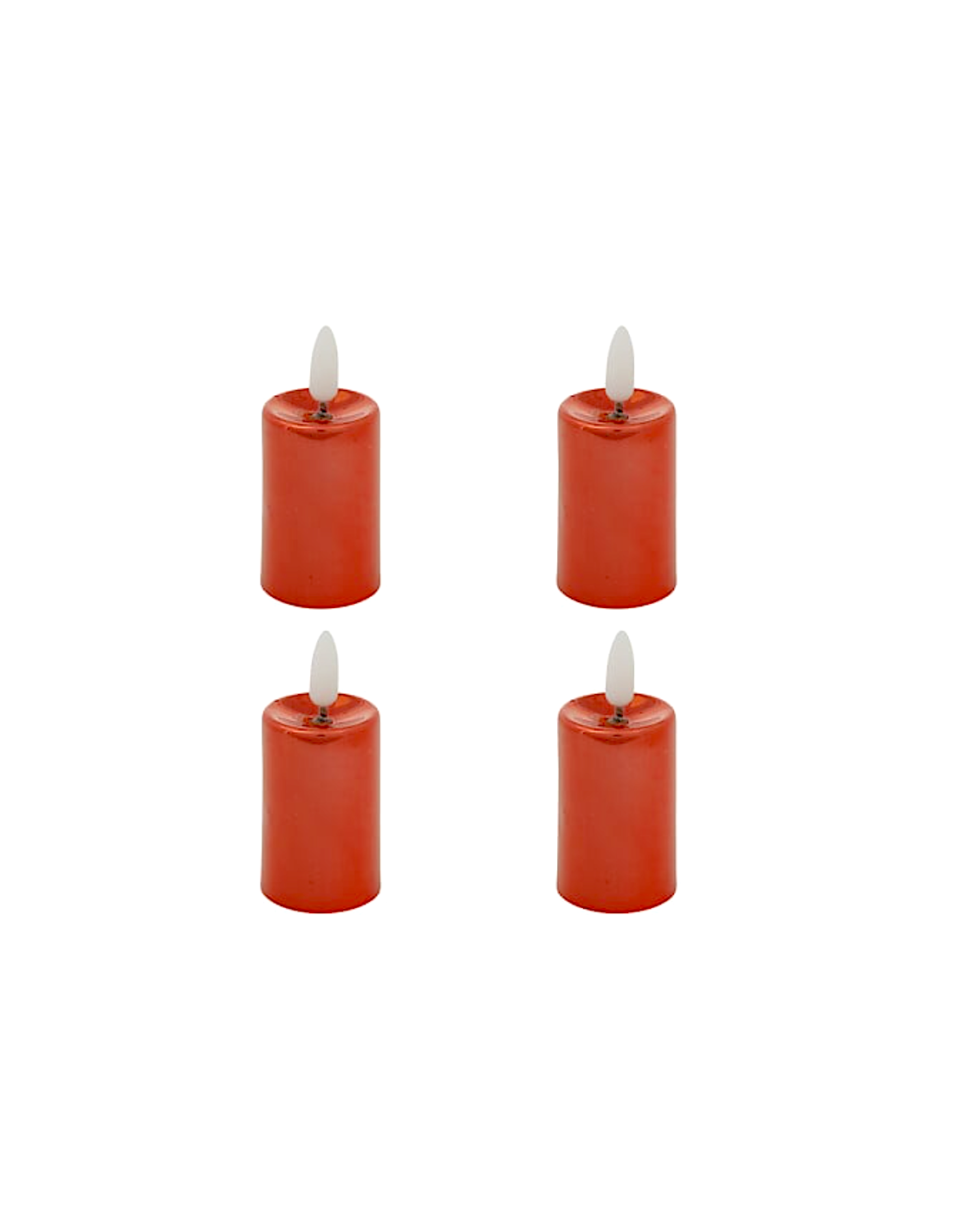 SET 4 CANDELE LED METALLO ROSSO 4X9CM