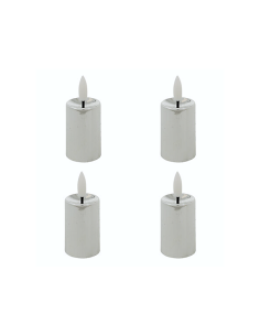 SET 4 CANDELE LED PLASTICA 4X9CM ARGENTO
