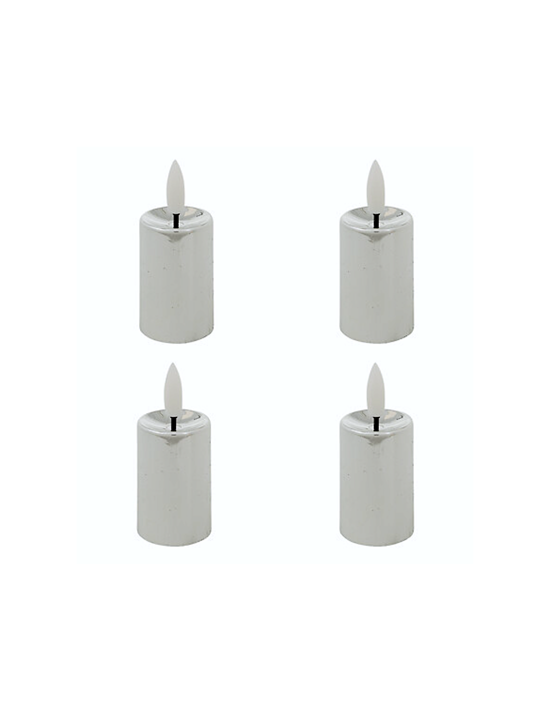 SET 4 CANDELE LED PLASTICA 4X9CM ARGENTO