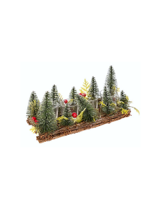 PORTACANDELA VETRO 4P DECORAZIONE ALBERI 16X12X30CM