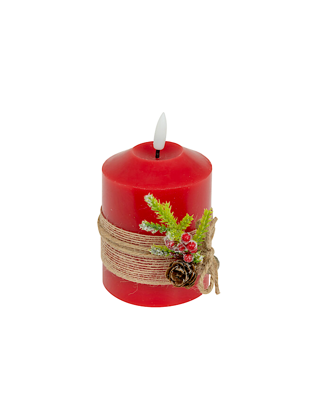CANDELA LED ROSSO CON RAMETTO 7,5X12,5CM