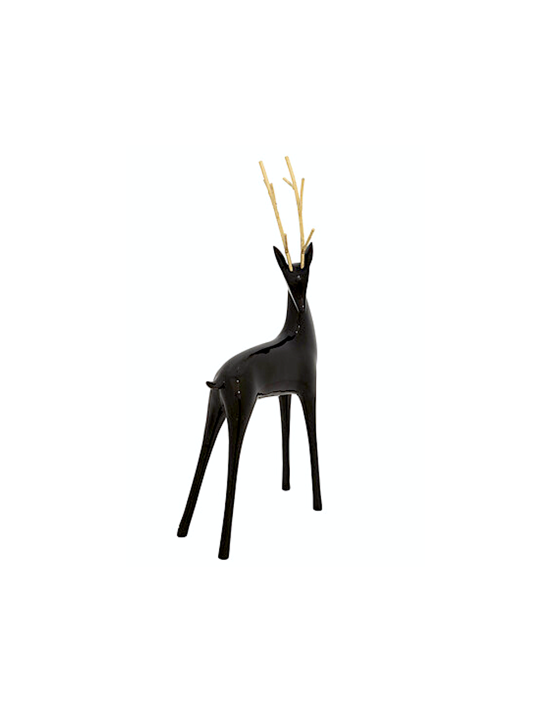 DECORAZIONE RENNA 19X9X40CM RESINA NERO