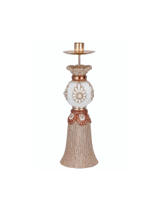 PORTACANDELA 252798 9,3X9,3X30CM BIANCO/ORO