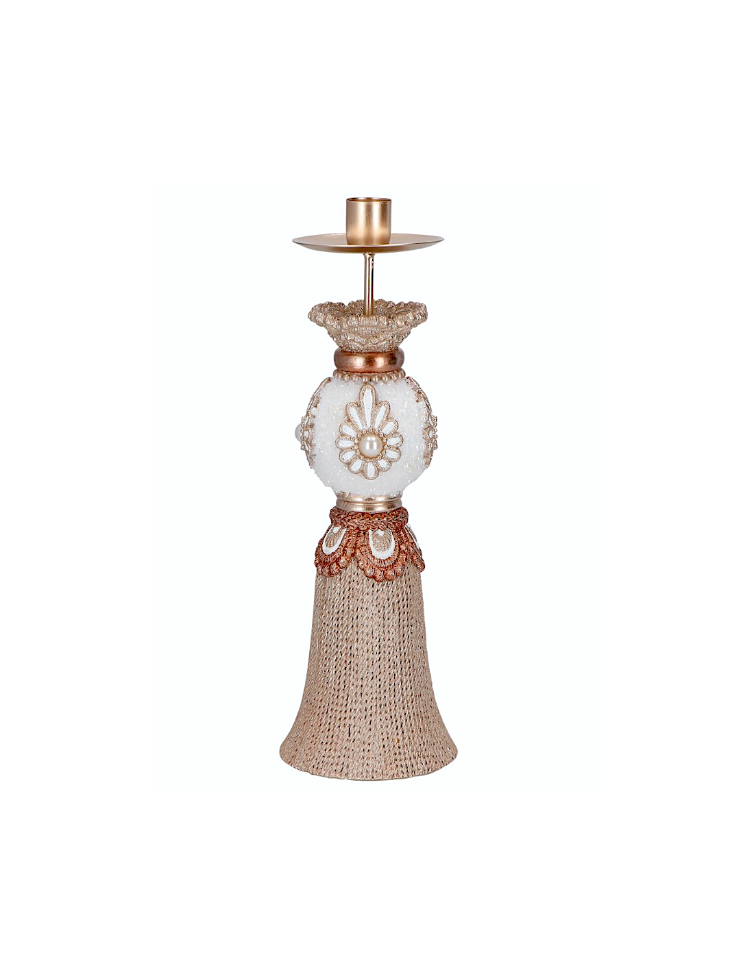 PORTACANDELA 252798 9,3X9,3X30CM BIANCO/ORO