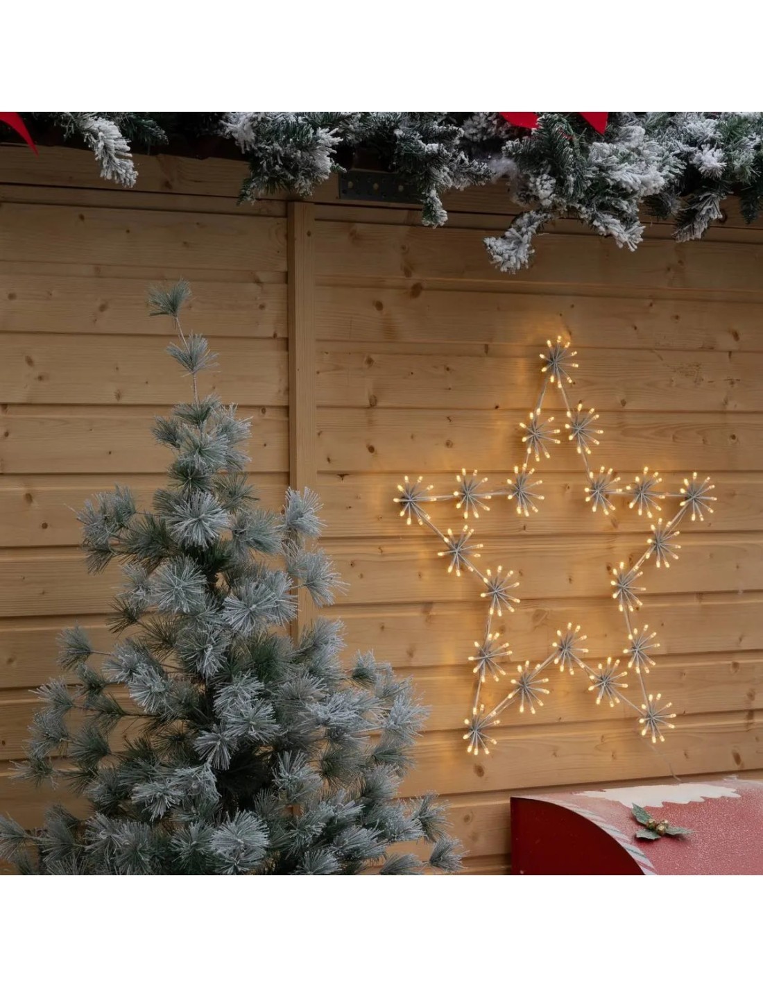 Decorazione Stella di Natale 60cm per Esterno, 200 LED Bianco Caldo, con Trasformatore, Uso Professionale