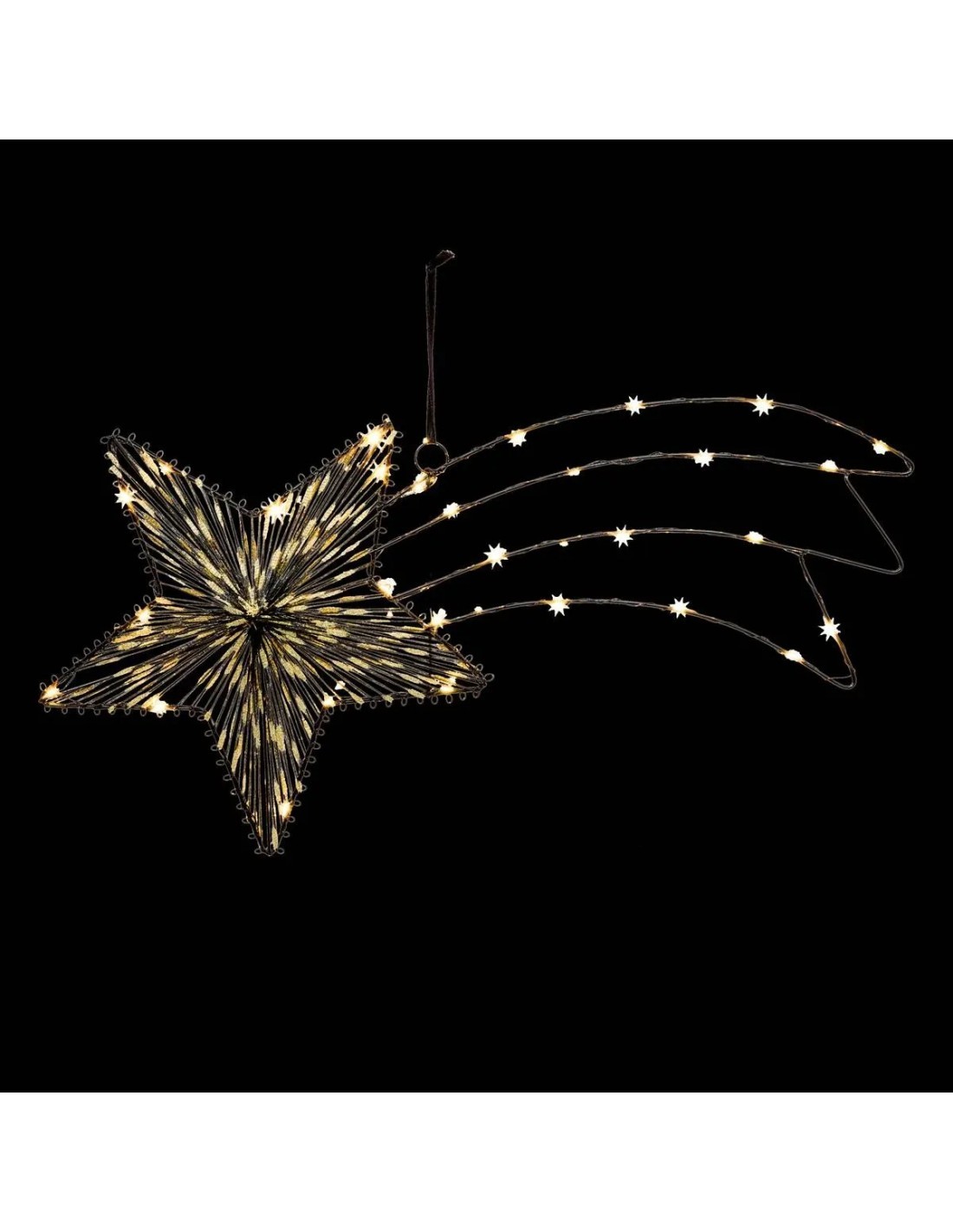 Stella di Natale Luminosa a Filo 45cm con 30 LED Bianco Caldo, Decorazione Elegante per Interni ed Eventi