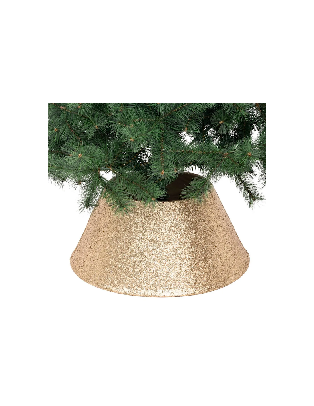 Base Copri Albero di Natale Dorata H56cm Golden Glitter, Copribase Decorativo Brillante