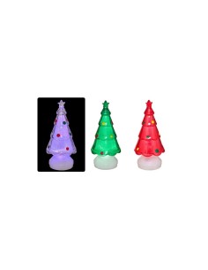 Decorazione di Natale Albero 11cm in PVC con LED, Luminoso e Assortito, Addobbo Elegante per Interni