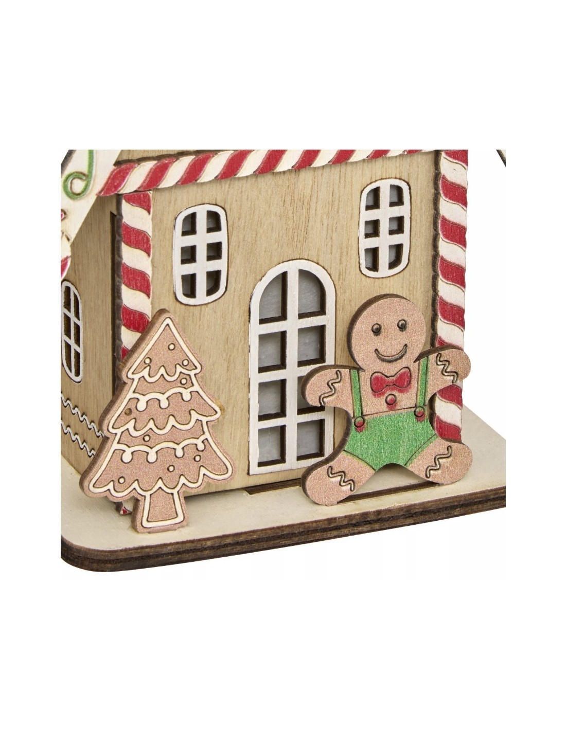 Lanterna Casetta di Pan di Zenzero 15cm con LED Caldo in MDF, Decorazione di Natale Fééric Lights and Christmas