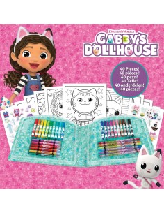 VALIGETTA CREATIVA GABBY’S DOLLHOUSE, 40 PEZZI, PENNARELLI, PASTELLI E ADESIVI, CRAYOLA 2