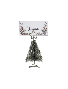 SEGNAPOSTO ALBERO DI NATALE CON PAILLETTES METALLO ARGENTO