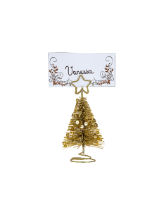 SEGNAPOSTO ALBERO DI NATALE METALLO ORO H10CM CON PAILLETTES