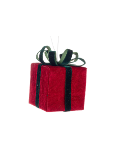 DECORAZIONE ERTEMIOS PACCO REGALO 11X11CM ROSSO/VERDE