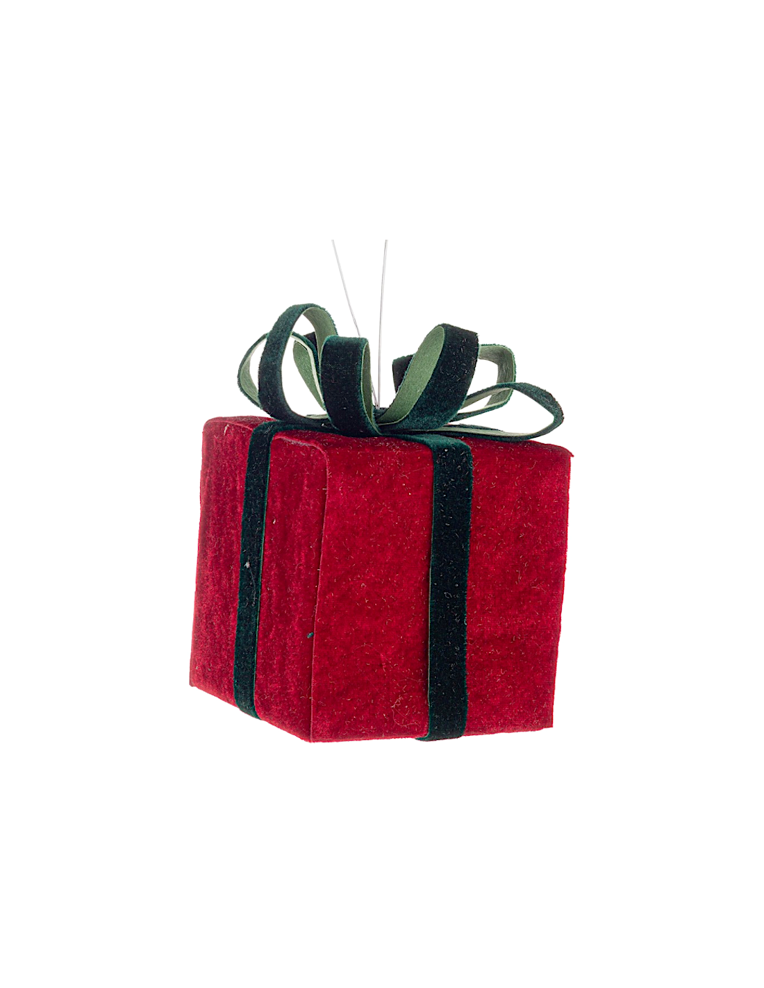 DECORAZIONE ERTEMIOS PACCO REGALO 11X11CM ROSSO/VERDE