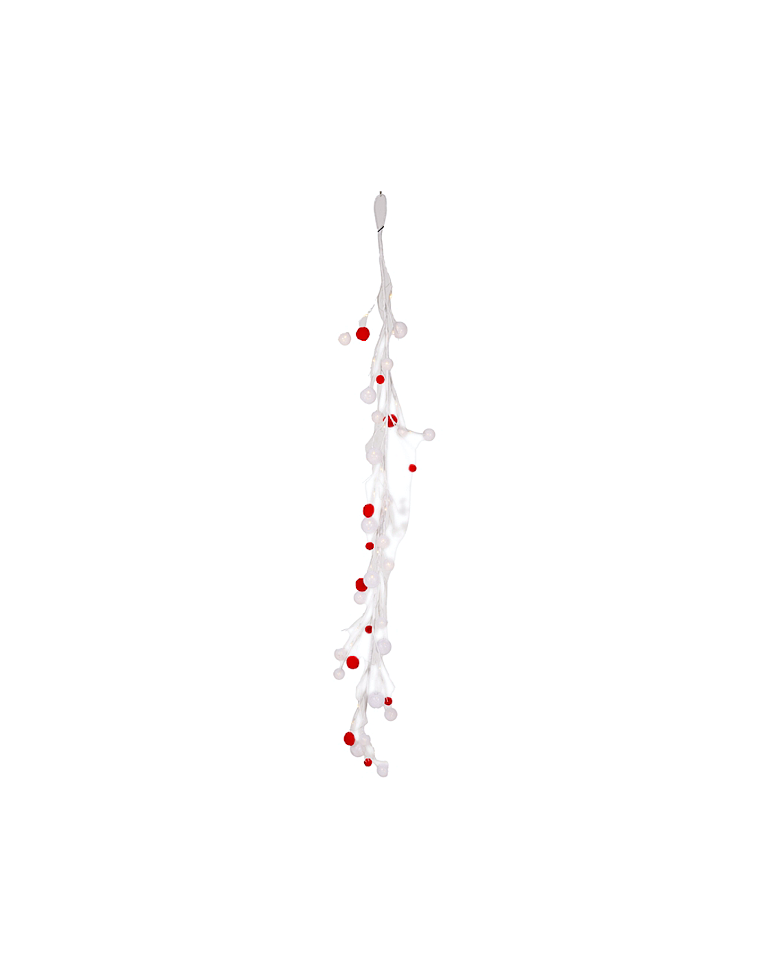 GHIRLANDA POMPON ROSSI CON LED H180CM PVC