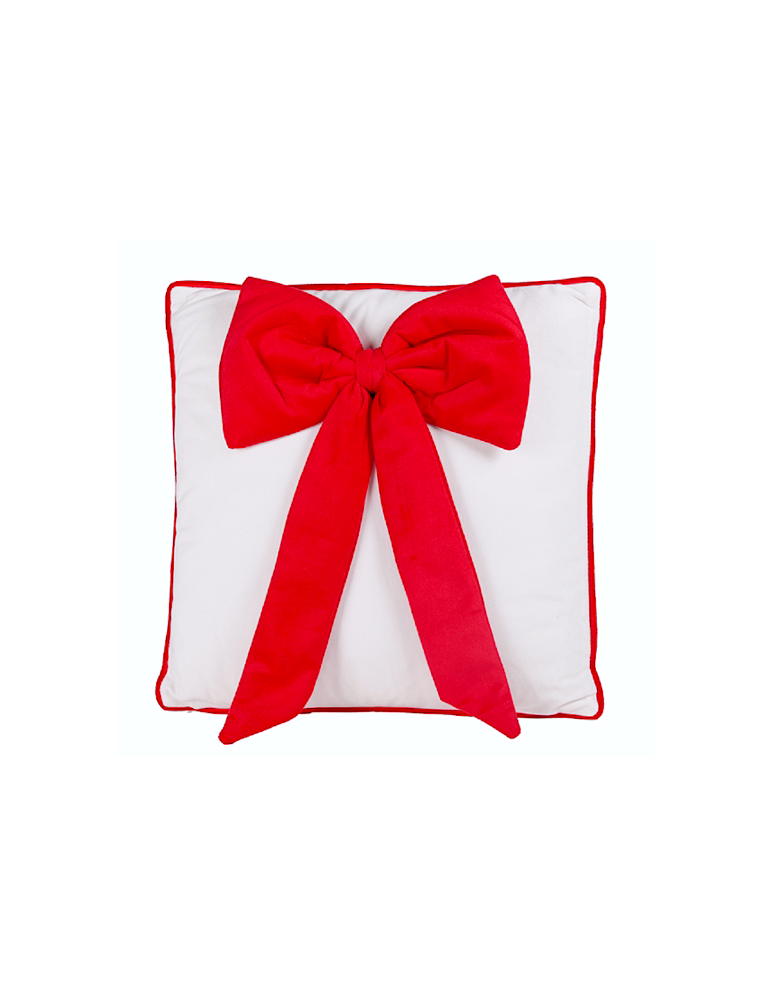 CUSCINO DECORO FIOCCO ROSSO 45X45CM POLIESTERE