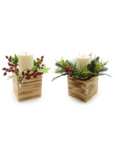 DECORAZIONE NATALIZIA CANDELA LED 12X12X22CM ASSORTITO