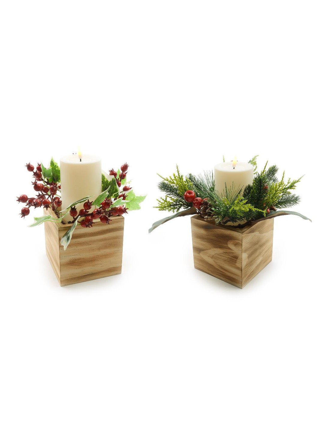 DECORAZIONE NATALIZIA CANDELA LED 12X12X22CM ASSORTITO