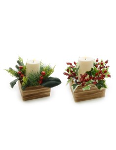 DECORAZIONE NATALIZIA CANDELA LED 15X15X20CM ASSORTITO