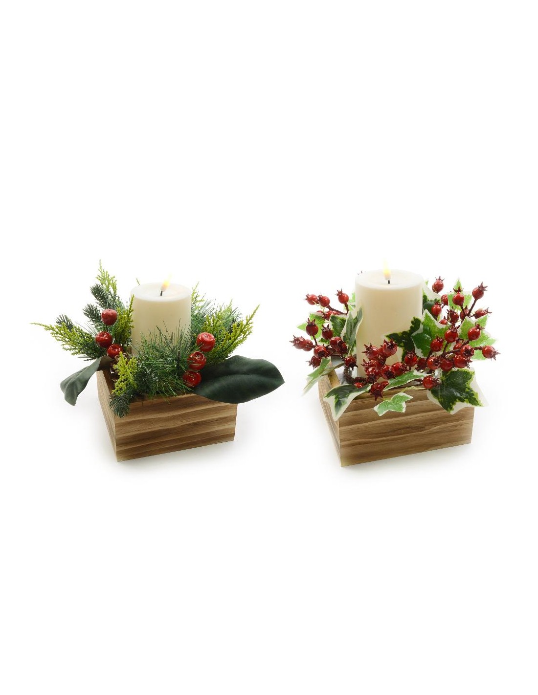 DECORAZIONE NATALIZIA CANDELA LED 15X15X20CM ASSORTITO