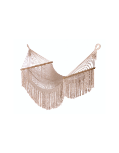 Amaca in Cotone Beige Chiaro con Aste in Legno – 80x245 cm