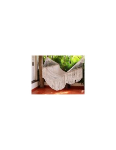Amaca in Cotone Beige Chiaro con Aste in Legno – 80x245 cm