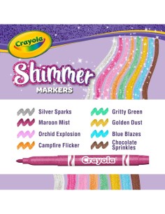 CRAYOLA, PENNARELLI SCINTILLANTI, SET 8 COLORI BRILLANTI, BAMBINI 3 ANNI+, ARTE, CREATIVITÀ
