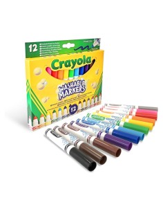 12 PENNARELLI LAVABILI, PUNTA MAXI, FIBRA SUPER-RESISTENTE, 12 COLORI ASSORTITI, SCUOLA, TEMPO LIBERO, BAMBINI 3+ 2