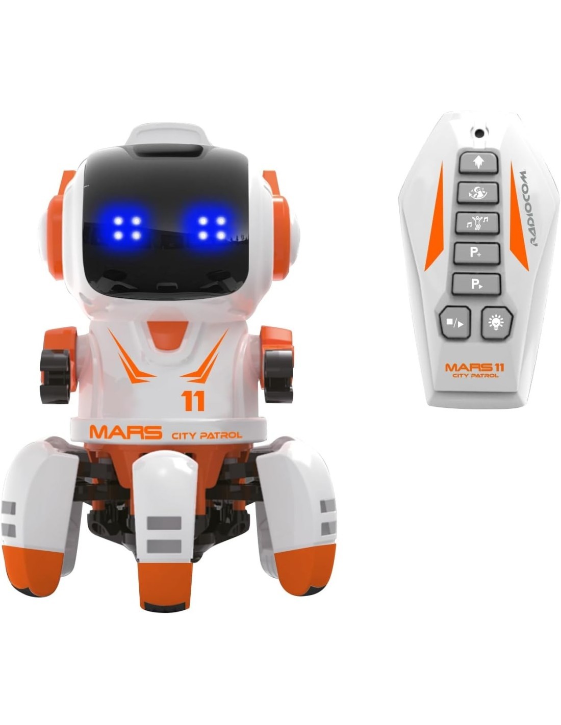 MARS 11 CITY PATROL, ROBOT RADIOCOMANDATO A INFRAROSSI, LUCI LED, MOVIMENTO AUTOMATICO, ALTEZZA 18 CM, ETÀ 5+