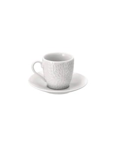 Set 6 Tazze da Caffè in Porcellana con Piattino Decoro Rami