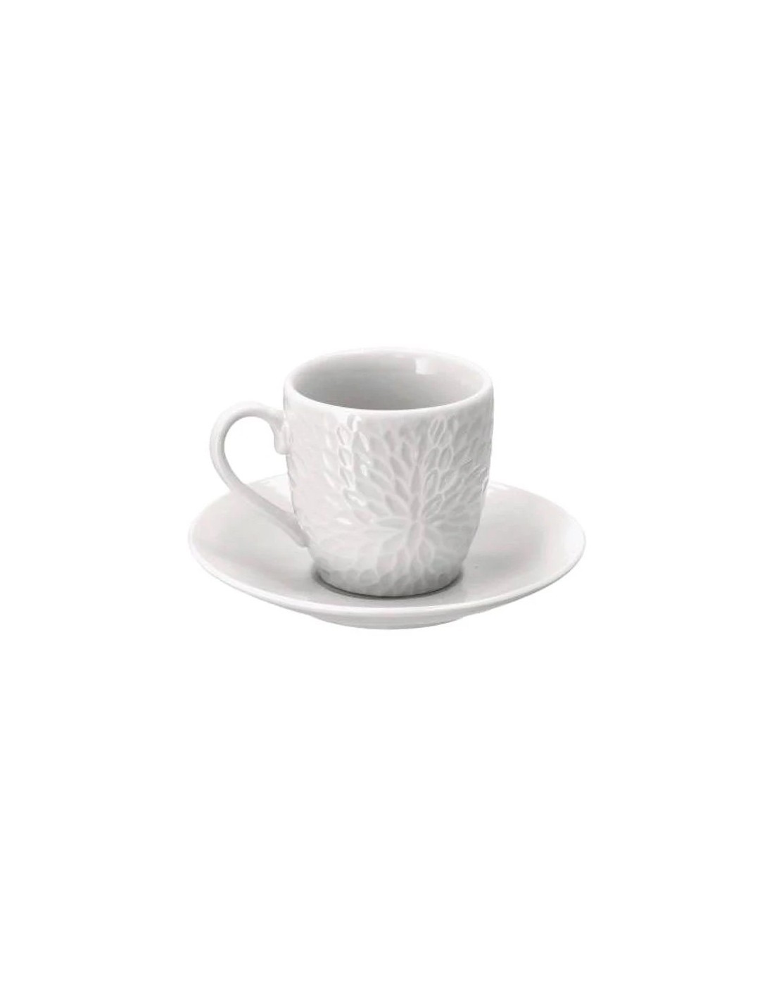Set 6 Tazze da Caffè in Porcellana con Piattino Decoro Rami