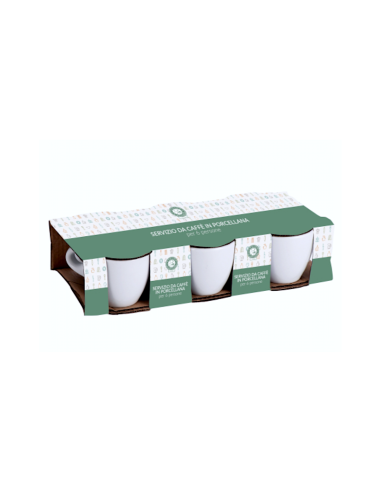 Set 6 Tazzine da Caffè in Porcellana Bianca