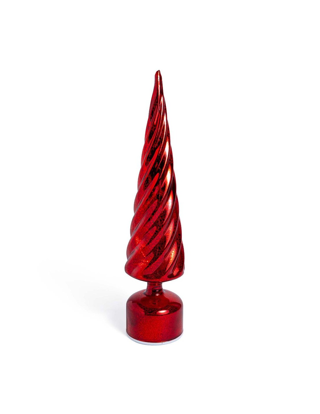 ALBERO ROTANTE VETRO ROSSO CON LUCI 9X40CM