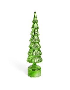ALBERO ROTANTE VETRO VERDE CON LUCI 9X40CM