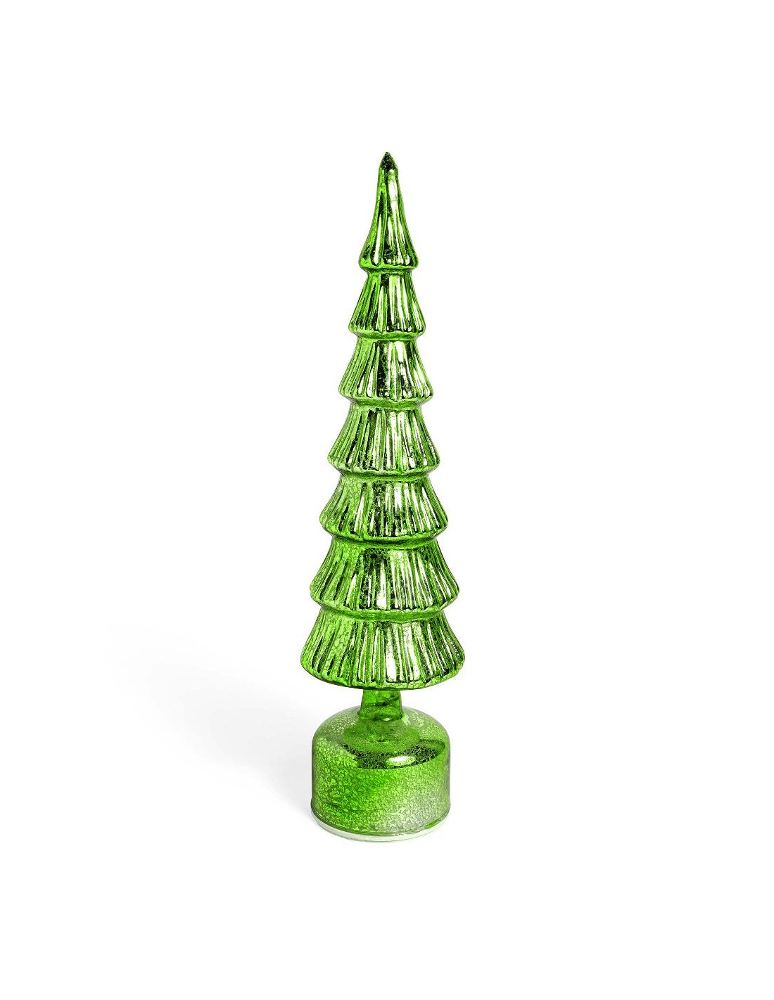 ALBERO ROTANTE VETRO VERDE CON LUCI 9X40CM