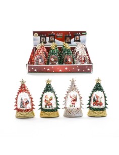 DECORAZIONE ALBERO PLASTICA CON ACQUA E LUCI 9X5X15CM ASSORTITO