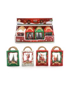 DECORAZIONE BORSETTA REGALO PLASTICA CON ACQUA E LUCI 7,5X4X12CM ASSOR