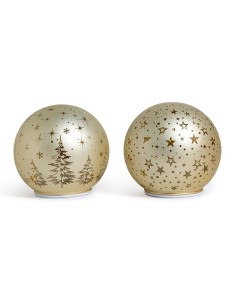 SFERA DI NATALE ROTANTE VETRO ORO CON LUCI 18CM ASSORTITO